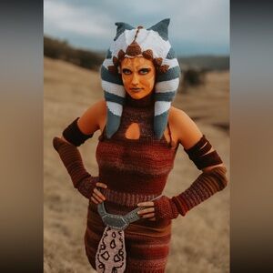 Crocheted Ahsoka costume head ONLY